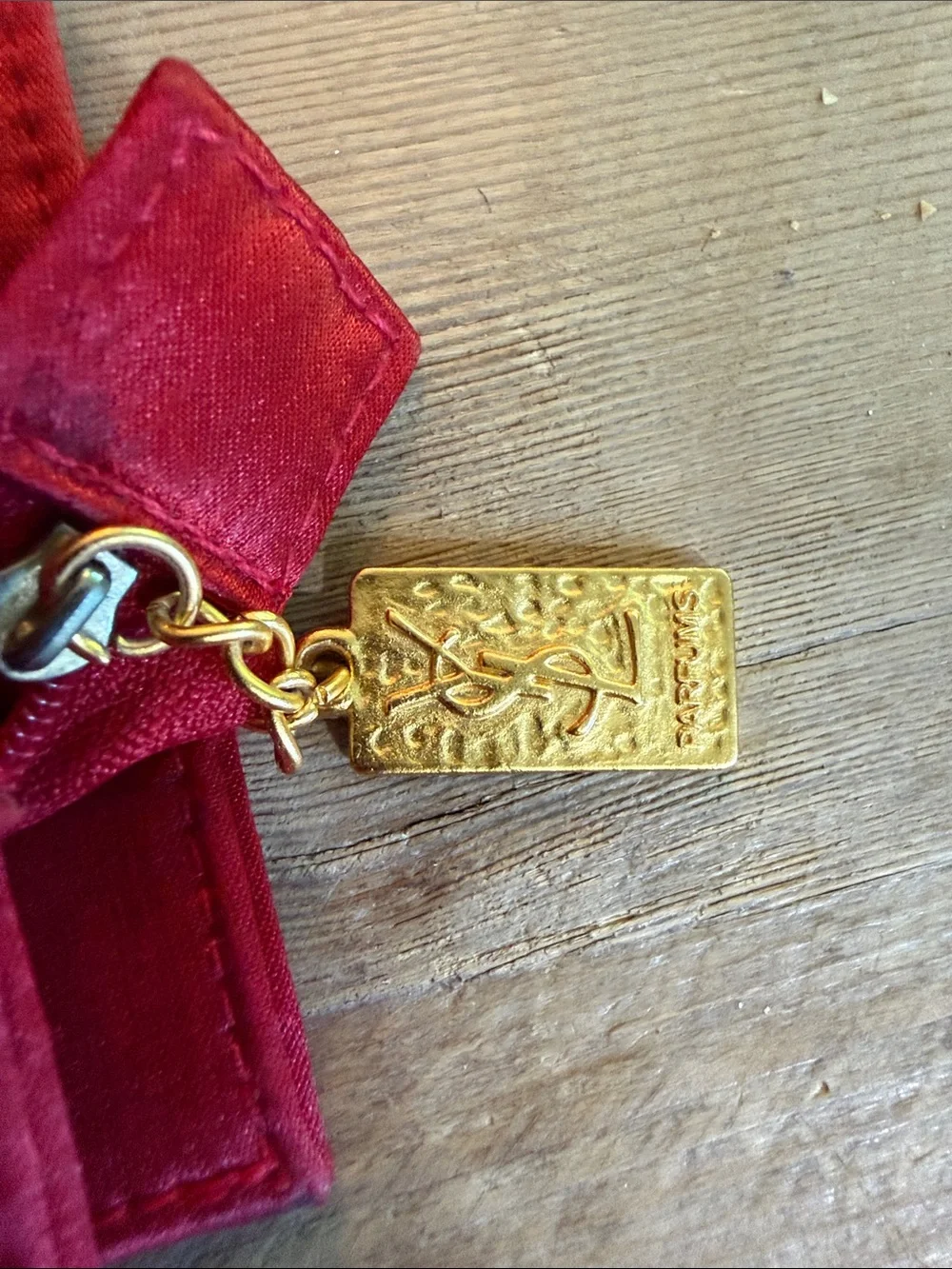 Yves Saint Laurent Red Satin Parfums Cosmetic Pouch